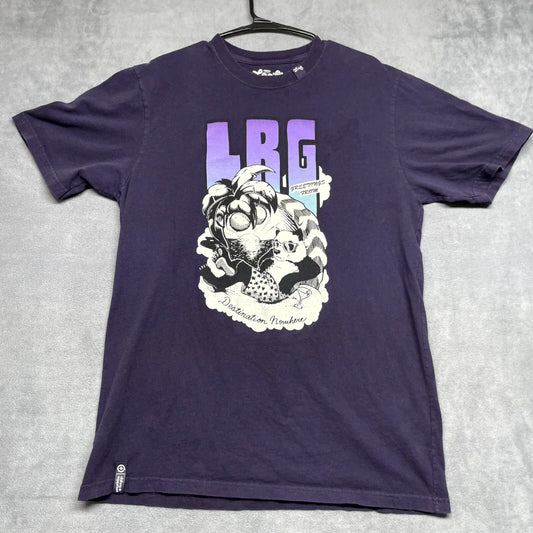 LRG Y2K Lounging T-Shirt Men's Large Purple Graphic Print Cotton Short Sleeve