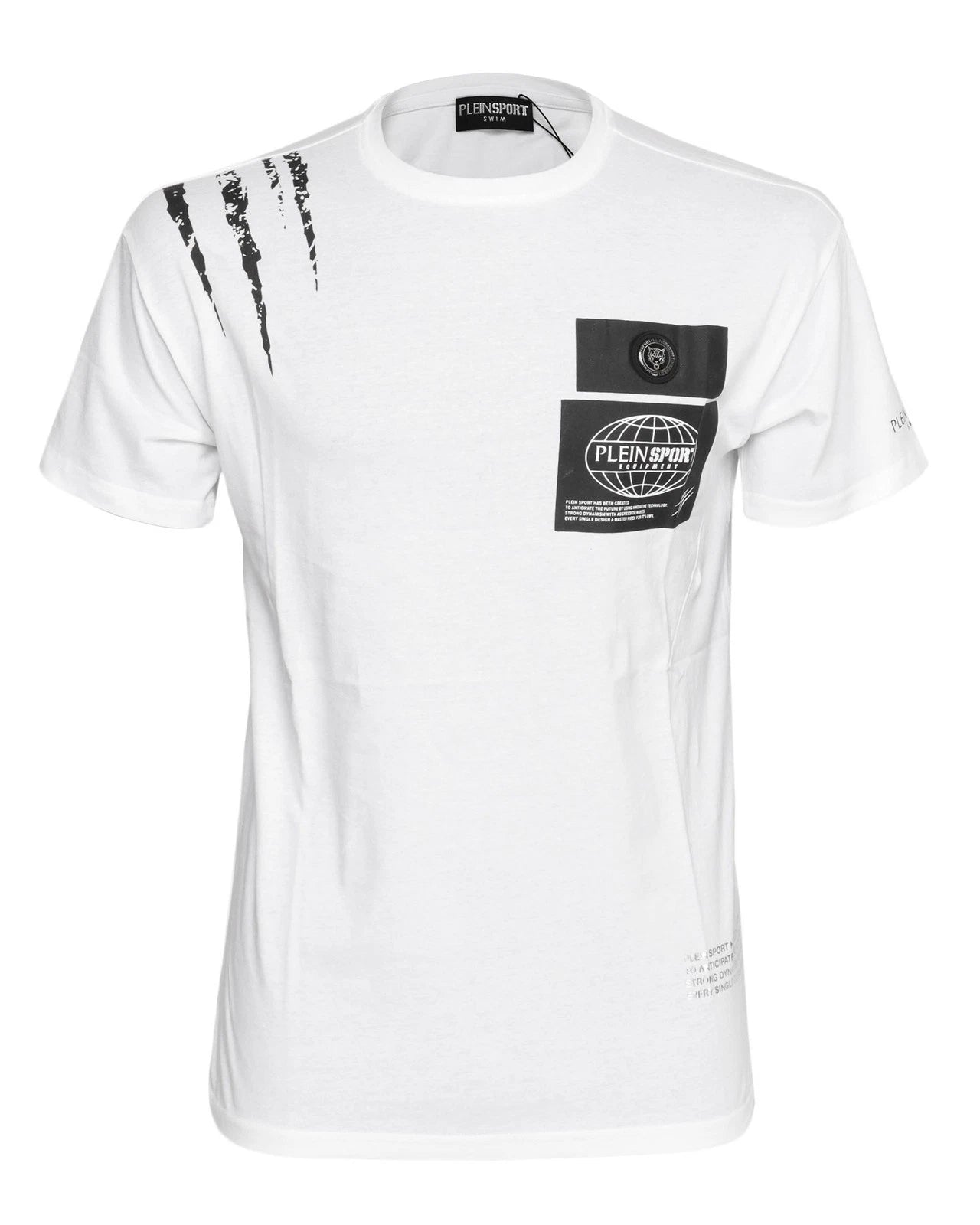 NWT Philip PLEIN SPORT T-SHIRT swim cotton white short sleeve luxury  M
