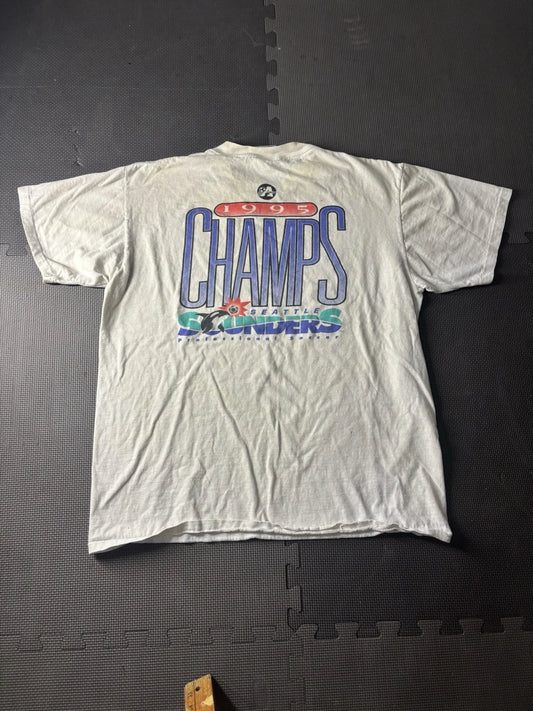 VINTAGE RARE Seattle Sounders 1995 Champs Men's T-Shirt White Size L