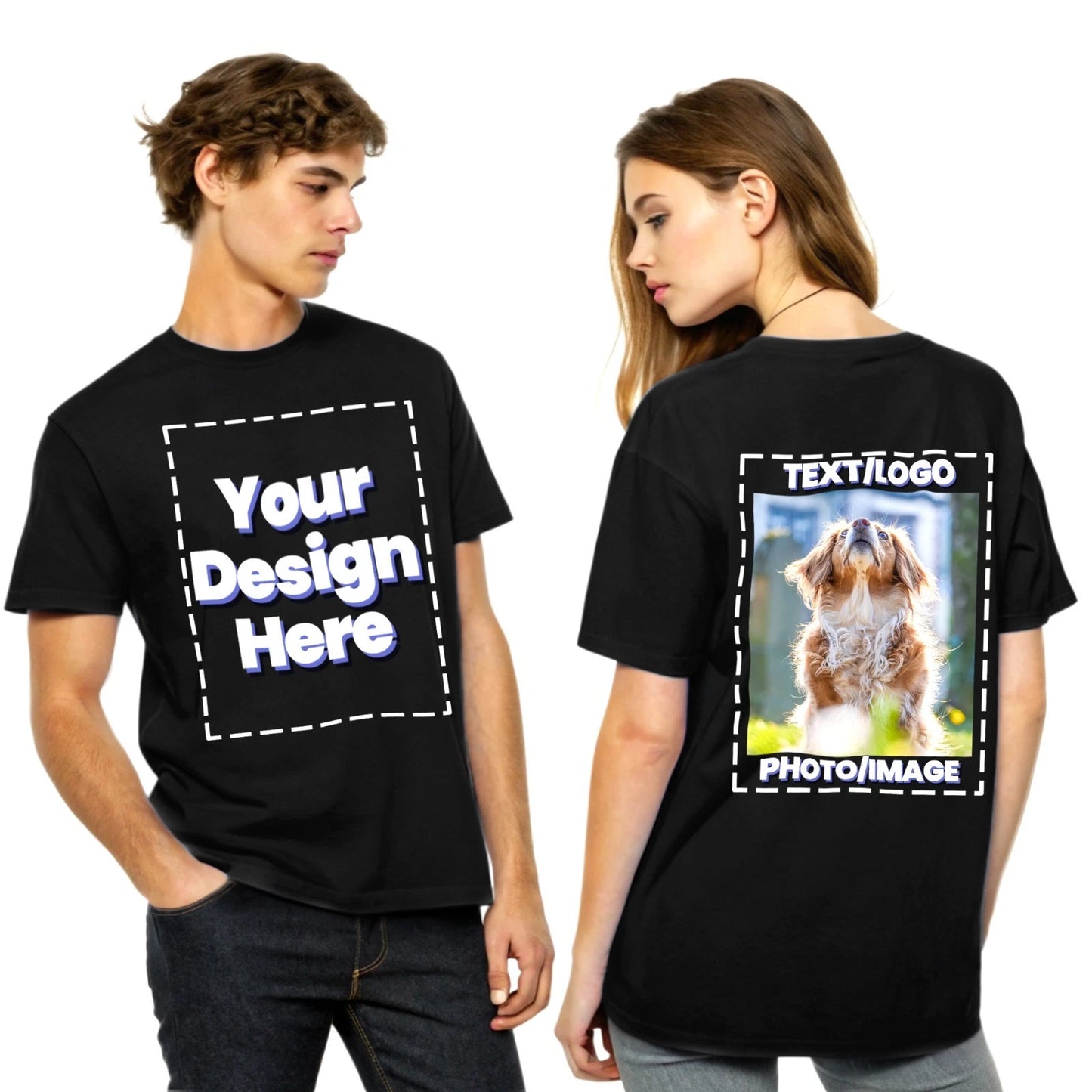 Anley Personalized T-Shirts 100% Cotton Custom Unisex Logo Tee Customized Shirts