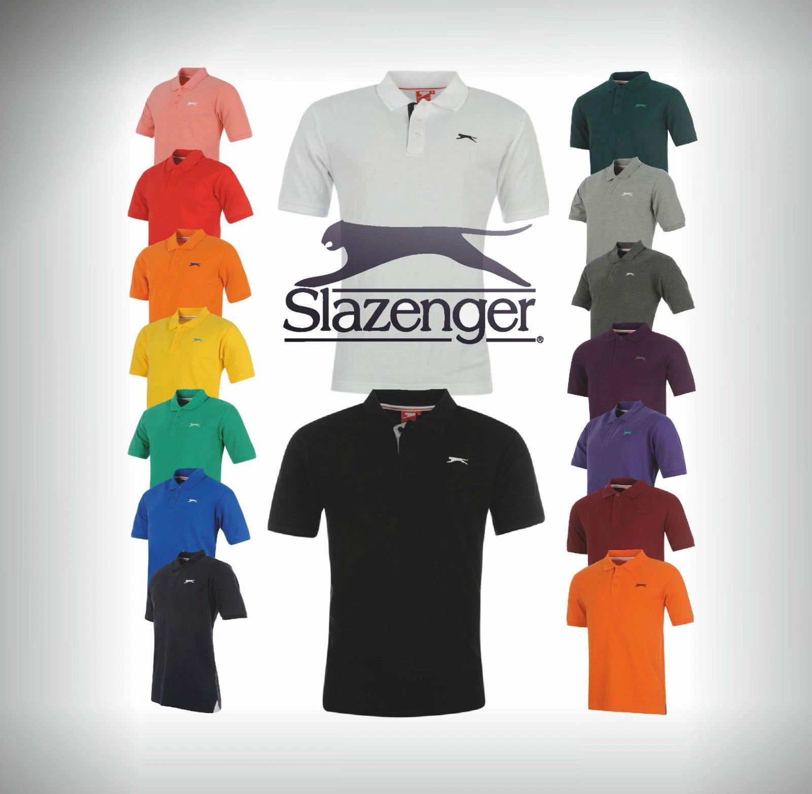 Mens Slazenger Plain Polo Shirt Tshirt Short Sleeves Comfortable Fit Size S-4XL