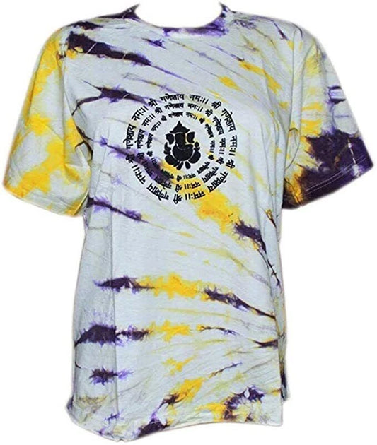 Shri Ganeshay Namah Print T Shirt  Die Dye Tees L-25"