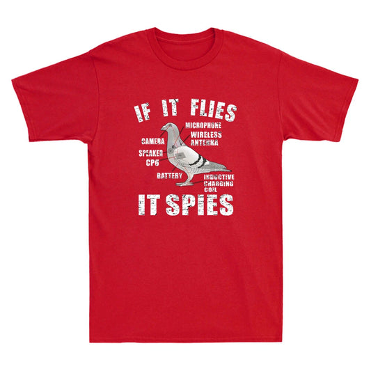 If It Flies It Spies Pigeon Anatomy Funny Birds Spies Conspiracy Theory T-Shirt