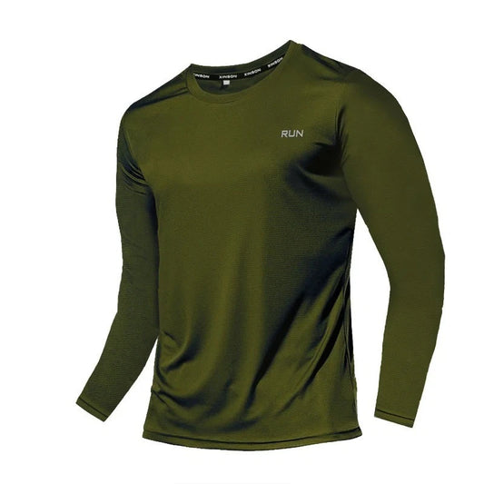 Men's Ice Silk Long Sleeve T-Shirt Quick Dry Sun Protection Cooling Gym Top