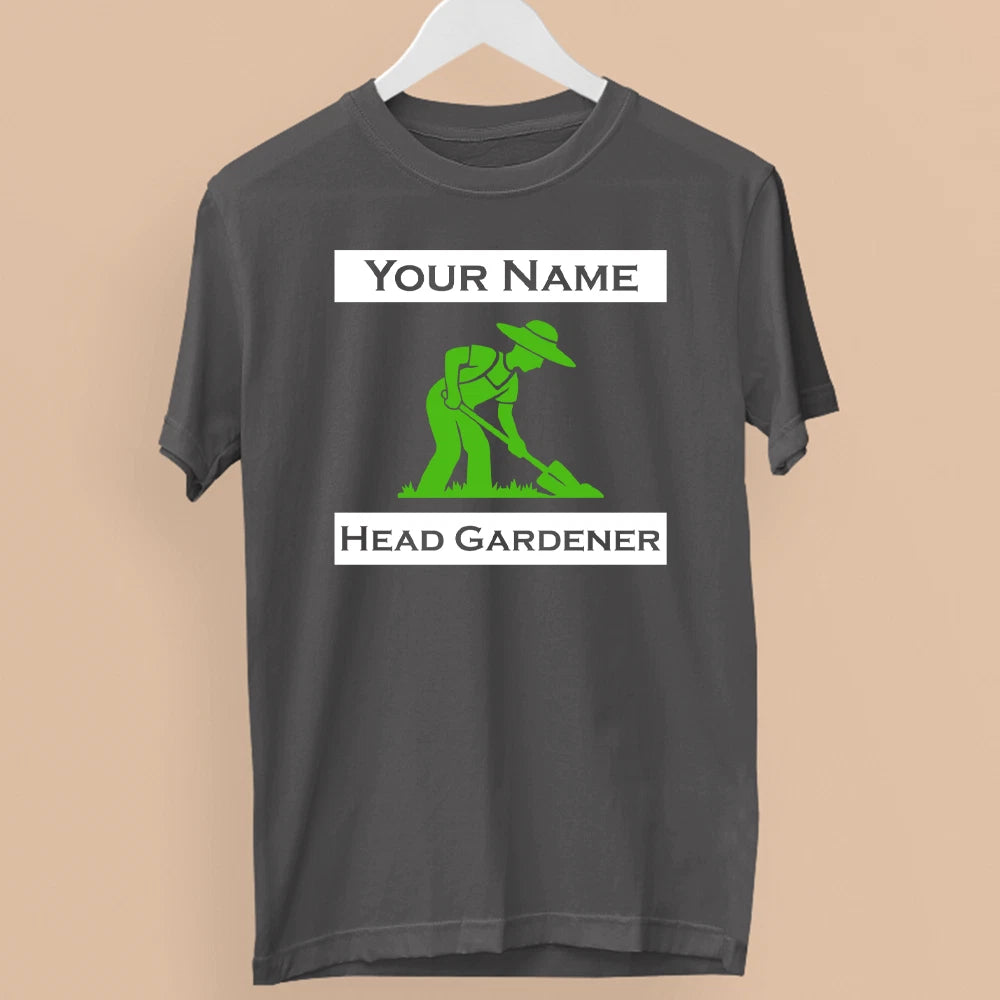 Personalised Custom Name Head Gardener T-Shirt Gardening Plant Garden Lover Gift