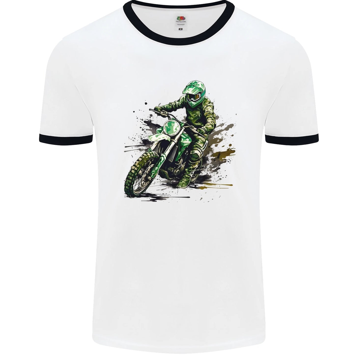 Graffiti Motorcross MotoX Motorbike Biker Mens Ringer T-Shirt