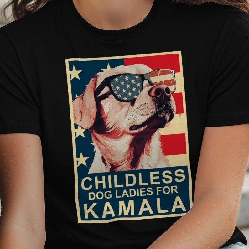 Childless Dog Lady Kamala Shirt, Kamala Harris President 2024 Unisex T-Shirt