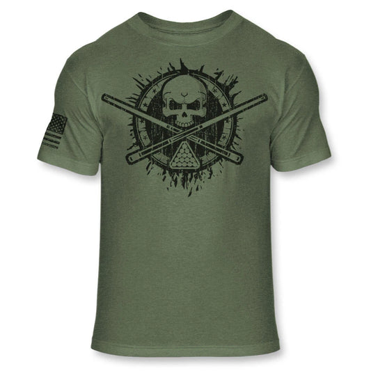 Billiard T Shirt - Pool Sticks Balls Skull American Flag Soft Blend Shirt - A134