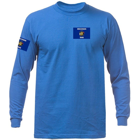 State of Wisconsin Flag Crest WI Graphic Long Sleeve