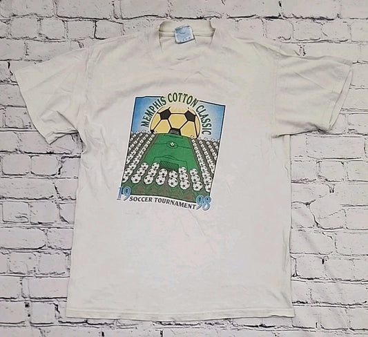 Vintage 1998 Memphis Cotton Classic Soccer Tournament Graphic Tee Sz M Hanes