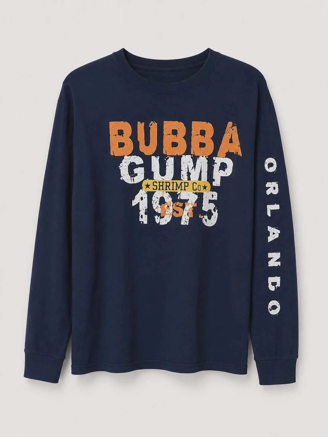 Bubba Gump Shrimp Co 1975 Orlando Long Sleeve T-Shirt Men's M Blue Tagless...