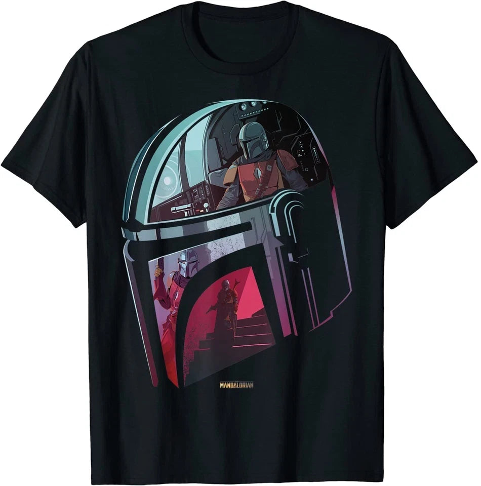 Star Wars The Mandalorian Helmet Scene Fill T-Shirt Size S-5XL
