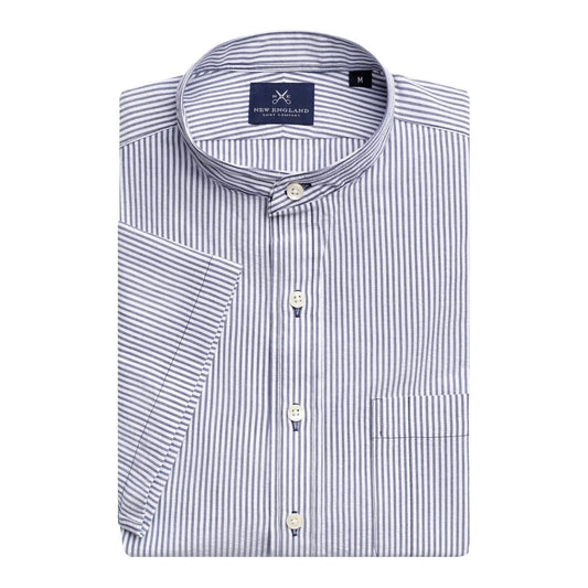 New England Shirt Company Men's Seersucker Banded Collar Popover Shirt Size XL