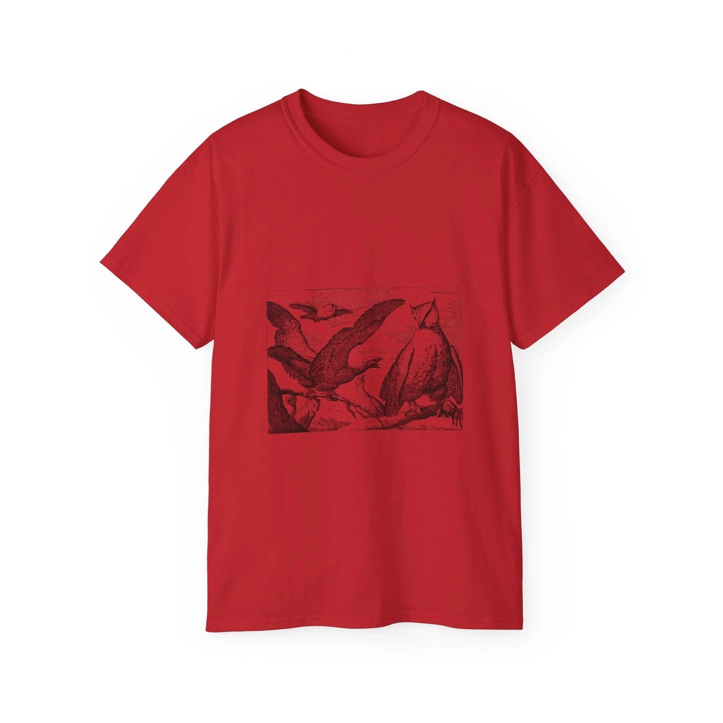 Eagle Nature Owl Line Art Birds Landscape | Custom Graphic T-Shirt