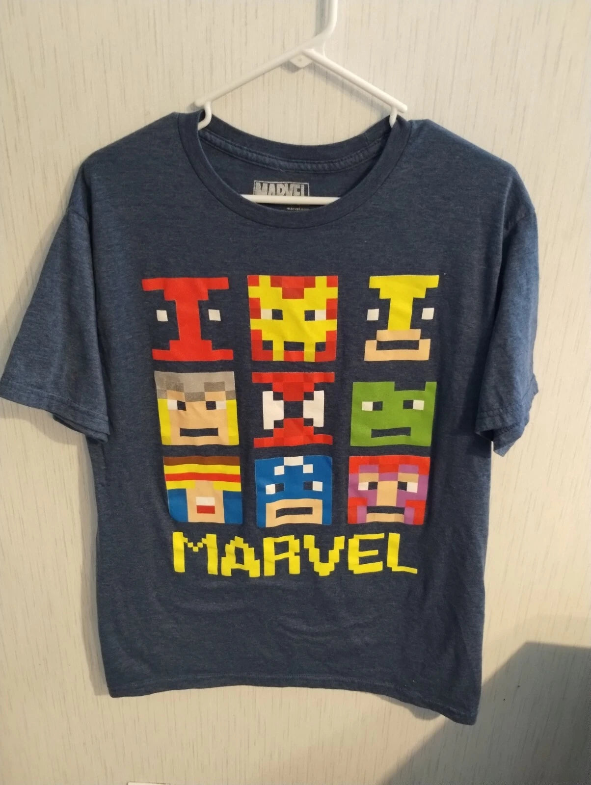 Marvel Comics Mens T-Shirt - Simple Pixel Block Simple 9 Head Images Size L