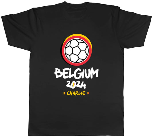 Personalised Belgium 2024 Mens T-Shirt Football Soccer Supporter Fan Tee Gift
