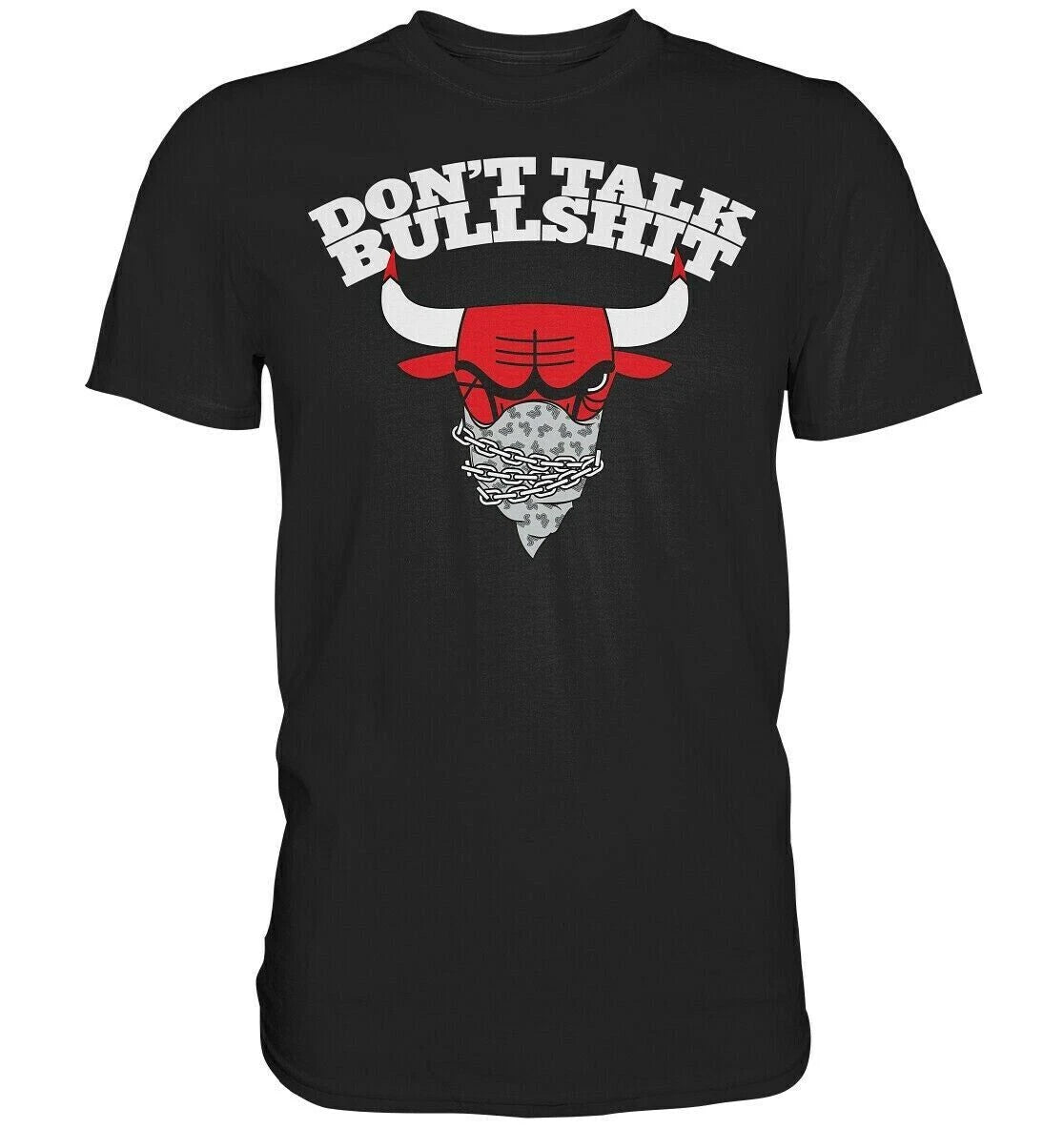 Don't Talk Bullshit T-Shirt Black Retro Bulls NBA Basketball Jersey Old School