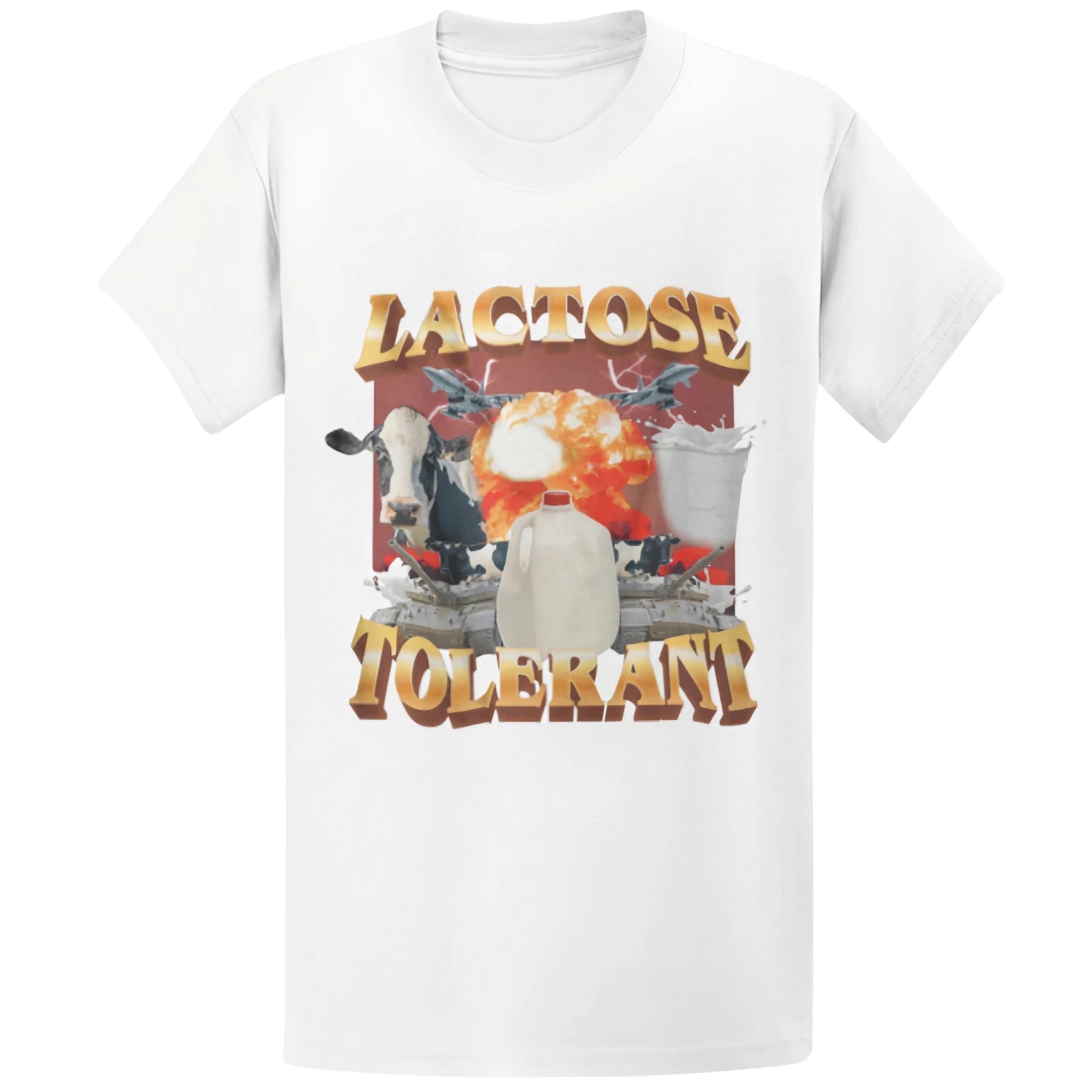 Gildan 5000 Lactose Tolerant Vintage Milk T-Shirt - Retro 90s Y2K Funny Gift Tee