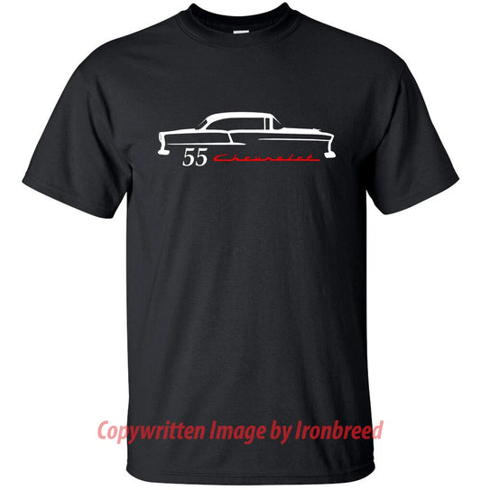 1955 55 Chevy HARDTOP Bel Air 150 210 T-Shirt Classic Car Emblem Side Mouldings