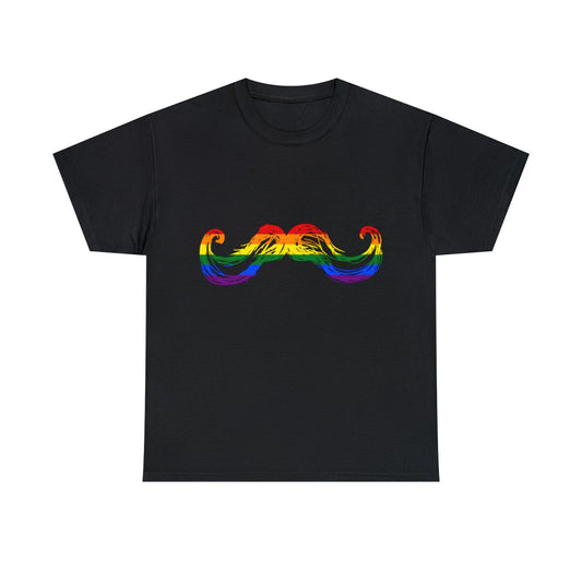 Gay Pride Mustache Graphic Tee Shirt, S-5XL