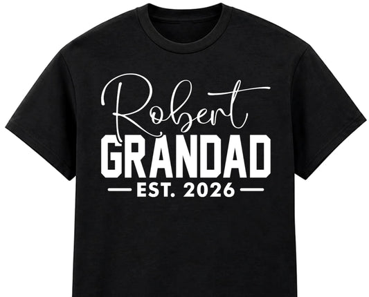 Personalised Grandad T Shirt Custom Name Est Year Gift for Grandpa Dad Xmas Tee