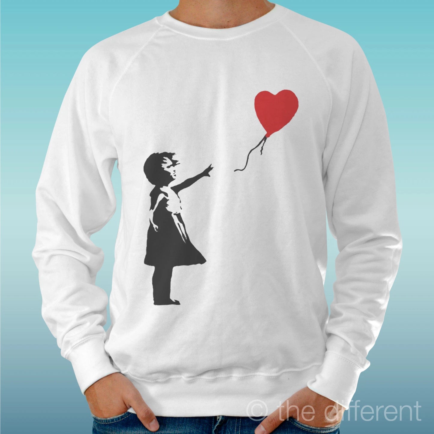 Felpa Man Light Sweater White " Girl Heart Girl Draw " Road To Happiness