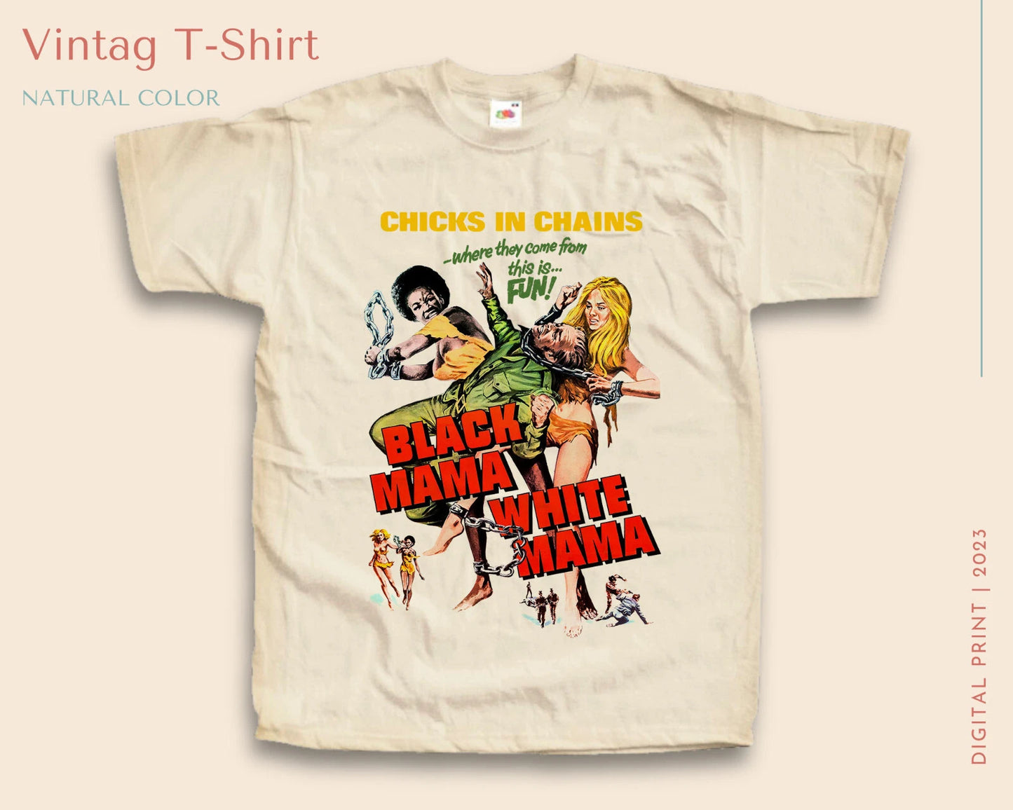 Black Mama White Mama Vintage T Shirt for Men NATURAL S-5XL