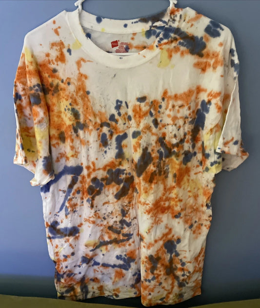 Short Sleeve Reactive Dyed Tee, Brand New Custom Tie Dye T-shirts . Hanes Size L