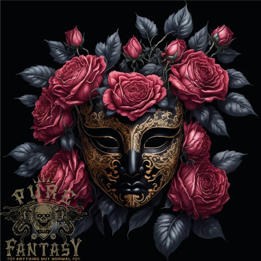 A Chinese Mask With Roses Gothic Goth Mens T-Shirt 100% Cotton