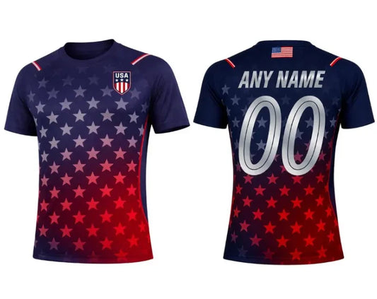 USA Soccer Jersey Set Custom Name Number Kids & Adults, American Flag Football
