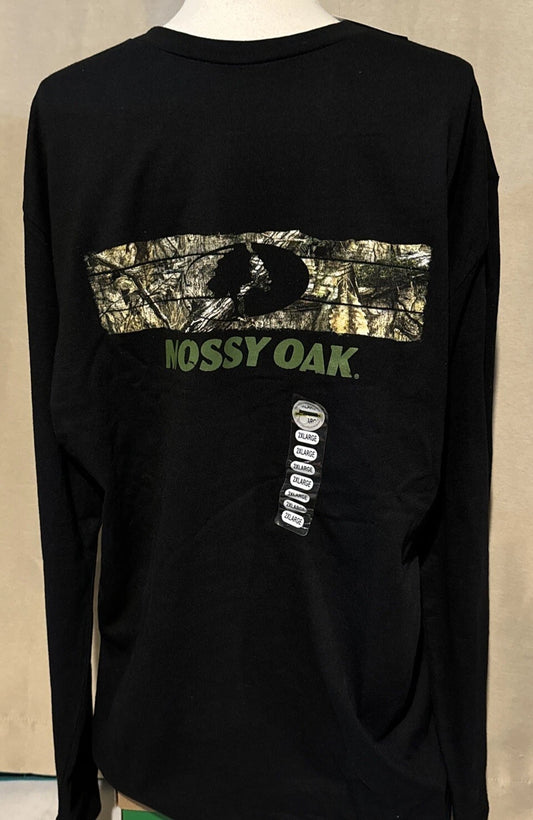 Mossy Oak Men's 2XL Long Sleeve Black T-Shirt With Camouflage Logo