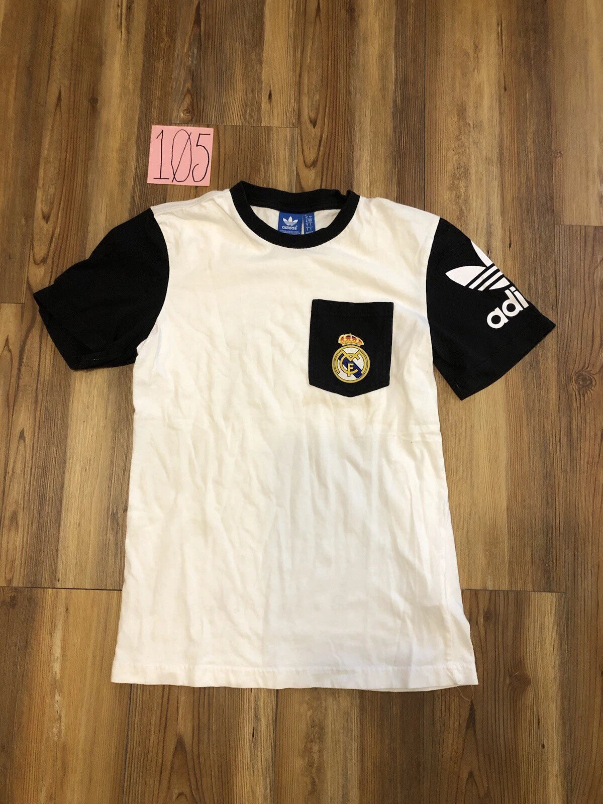 Vintage Distress Real Madrid Adidas Streetwear Soccer T-Shirt Size Small Stains