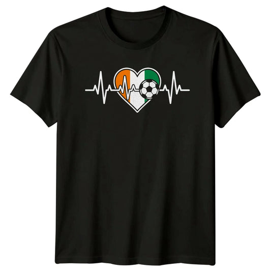 Soccer Heartbeat Ireland T-Shirt Ireland Football Gift For Him And Her