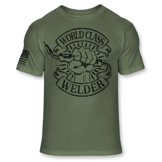 World Class Welder Tradesmen US Military Arm Flag Welding Soft Blend Shirt - A72
