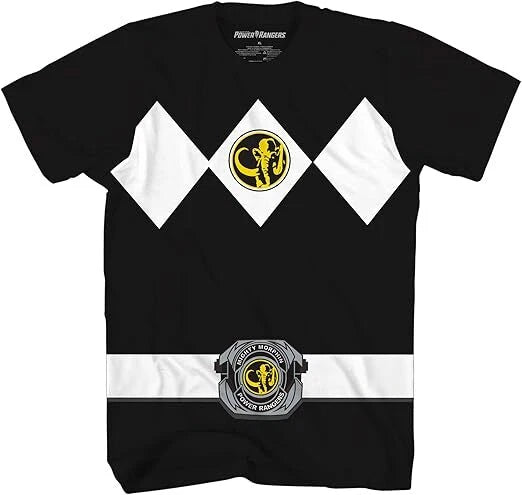 Mighty Morphin Power Rangers Red Blue Pink Green Black Halloween Costume Tee