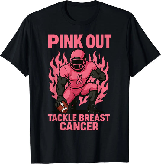 Pink Out Tackle Football Breast Cancer Support Unisex T-Shirt