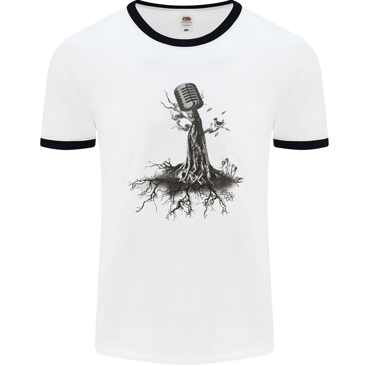 Microphone Tree Music Singing Singer Mens Ringer T-Shirt