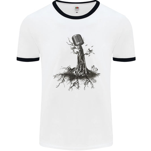 Microphone Tree Music Singing Singer Mens Ringer T-Shirt