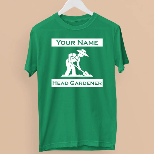 Personalised Custom Name Head Gardener T-Shirt Gardening Plant Garden Lover Gift