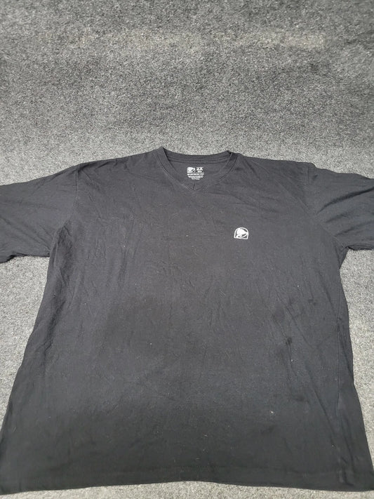 Taco Bell Shirt Mens 2XL Black V Neck Logo Graphic Fast Food Tee T-Shirt