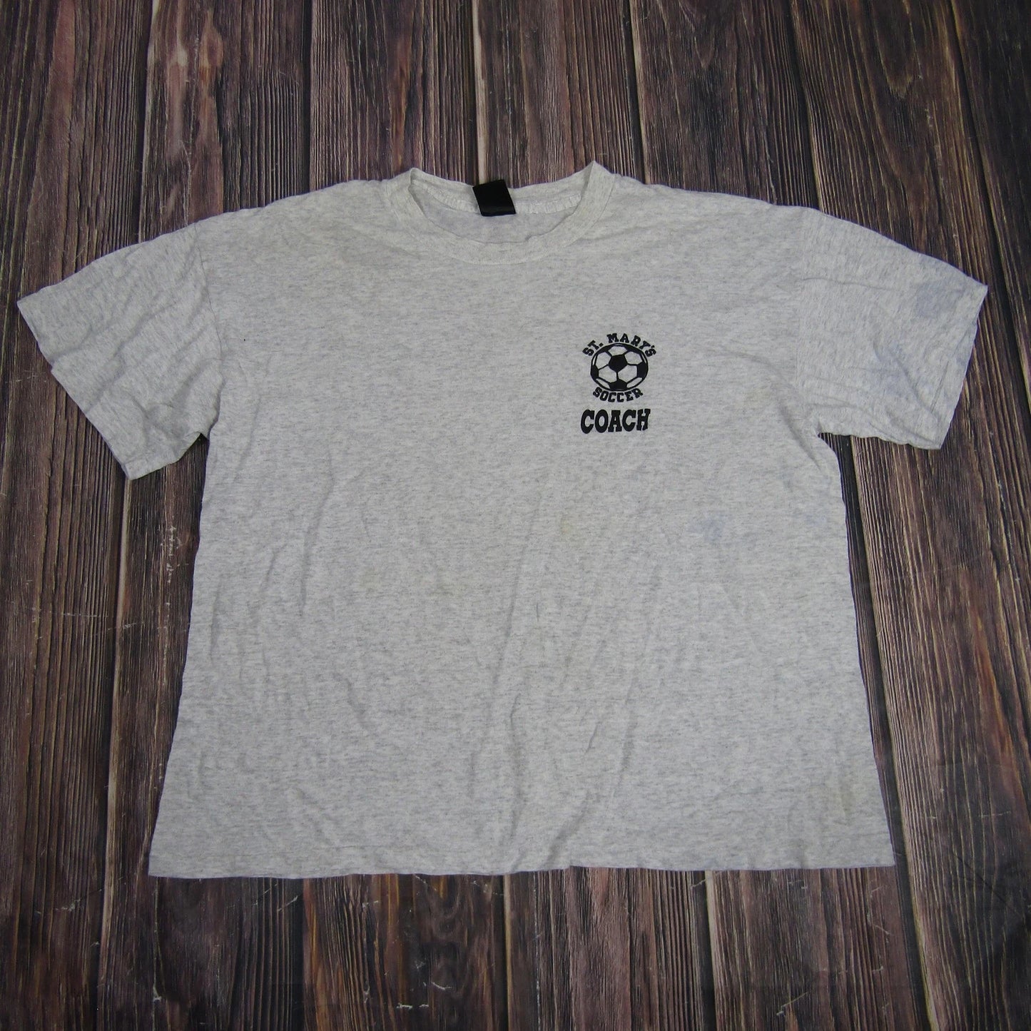 Vintage St Marys Soccer Coach Shirt Mens Extra Large Gray Athletic College 90s