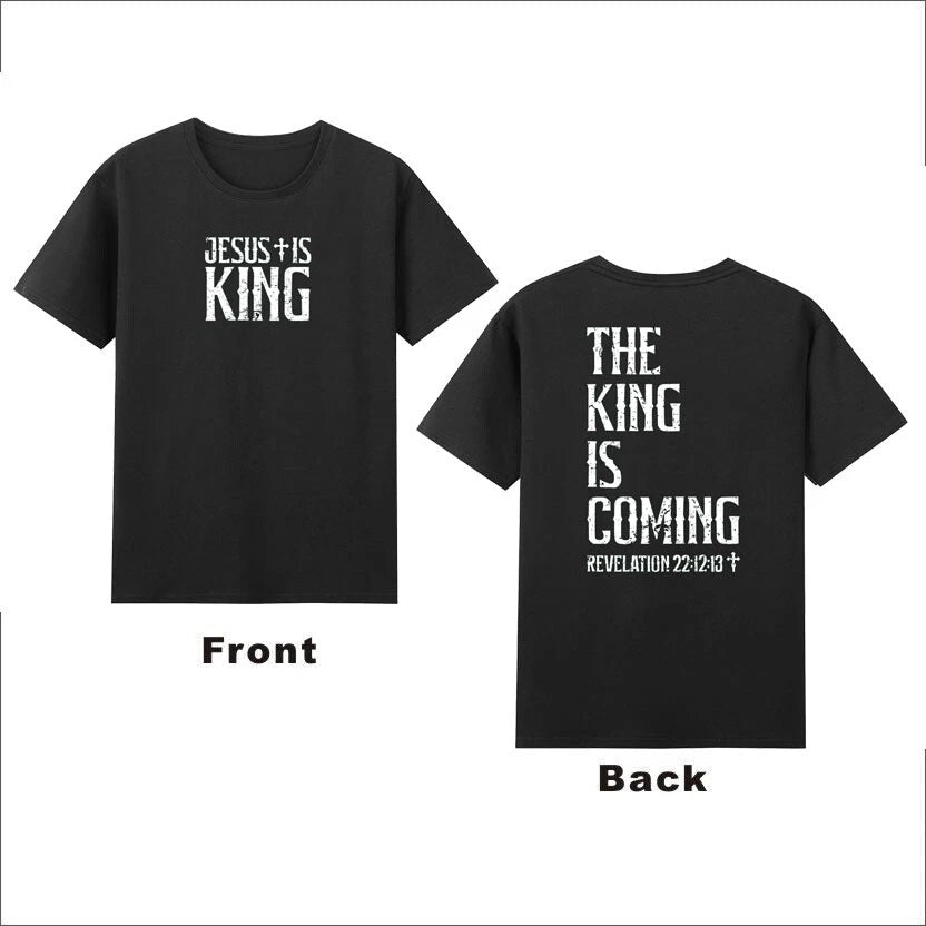 Jesus Is King, The King is Coming Christian Bible Faith Front&Back Retro T-Shirt