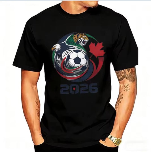 2026 USA Canada Mexico Soccer T-Shirt Eagle Jaguar Graphic Men Football Fan Tee