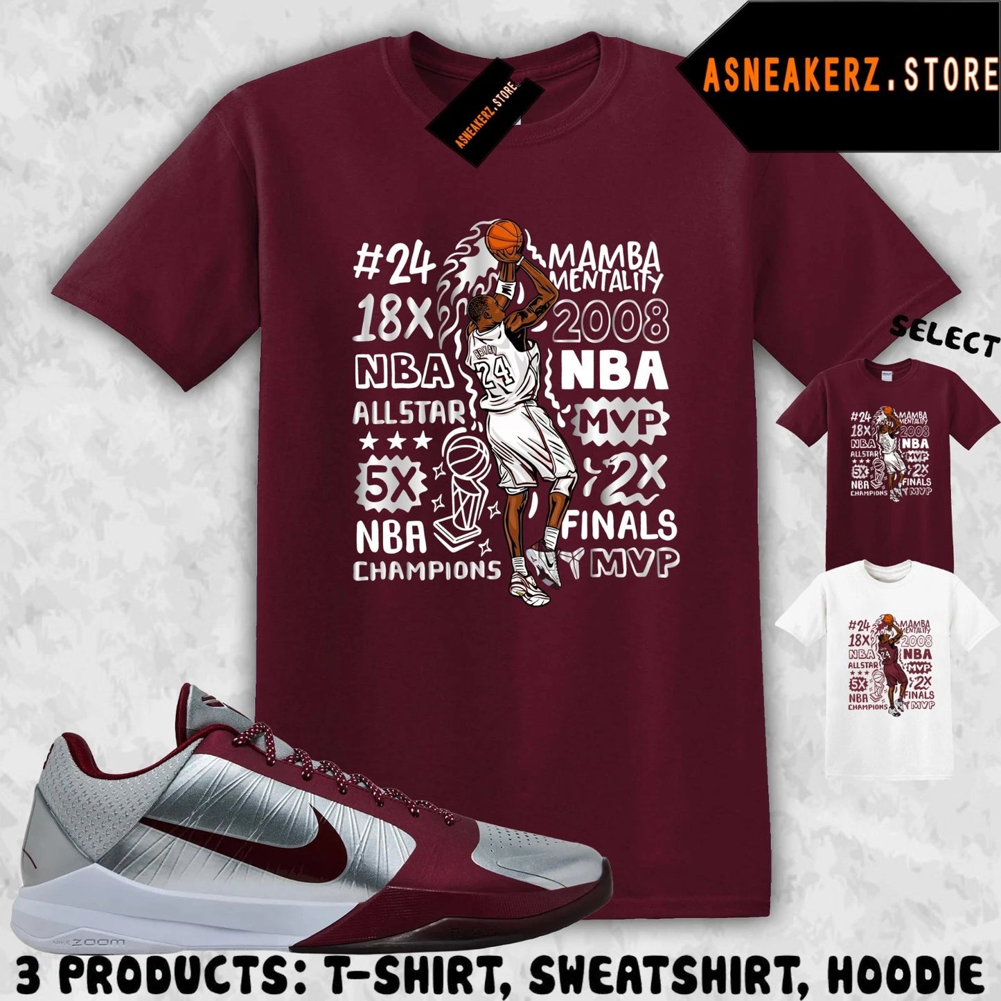 Shirt To Match KB 5 Protro Lower Merion Aces Sneaker Matching Tee Kobe Accolades