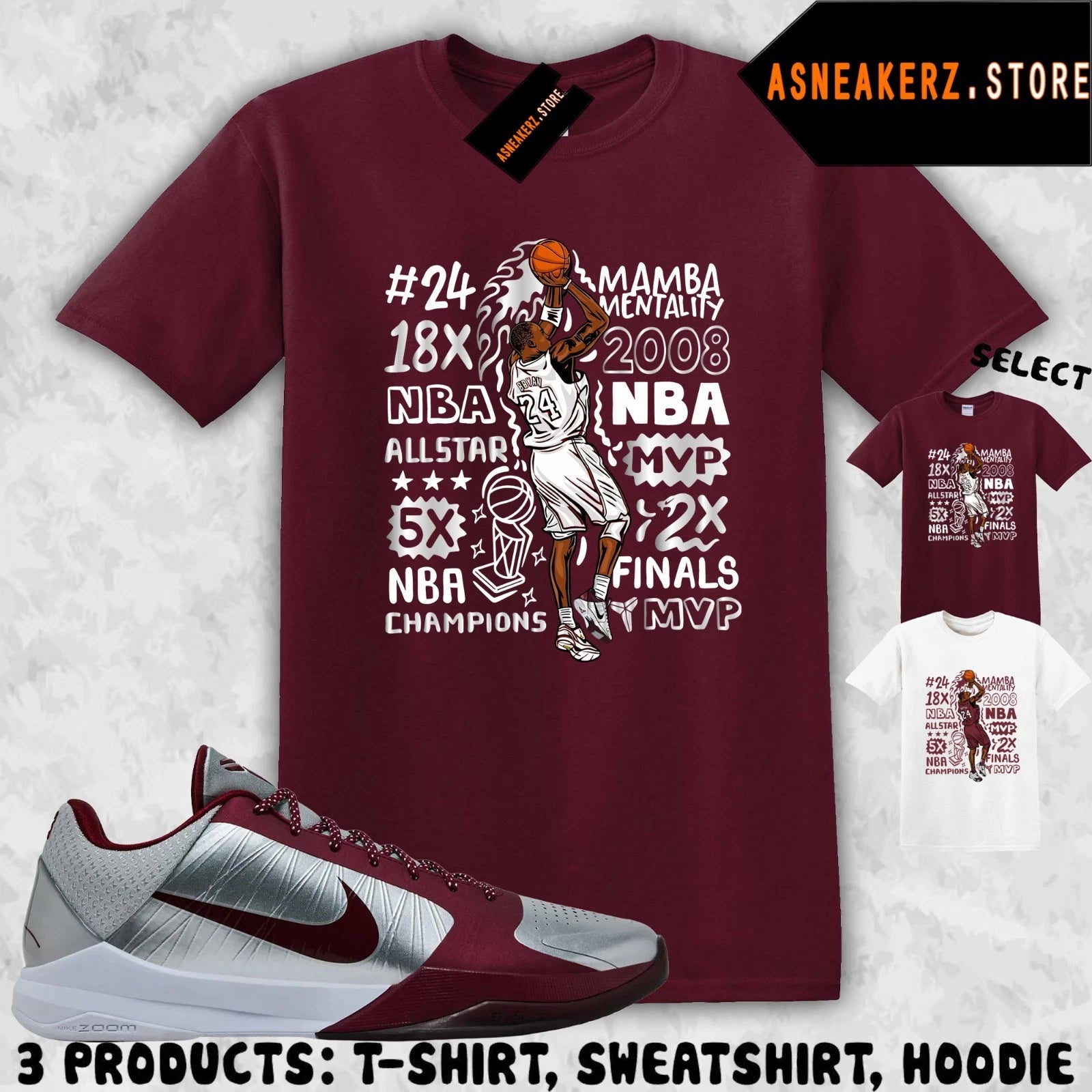 Shirt To Match KB 5 Protro Lower Merion Aces Sneaker Matching Tee Kobe Accolades