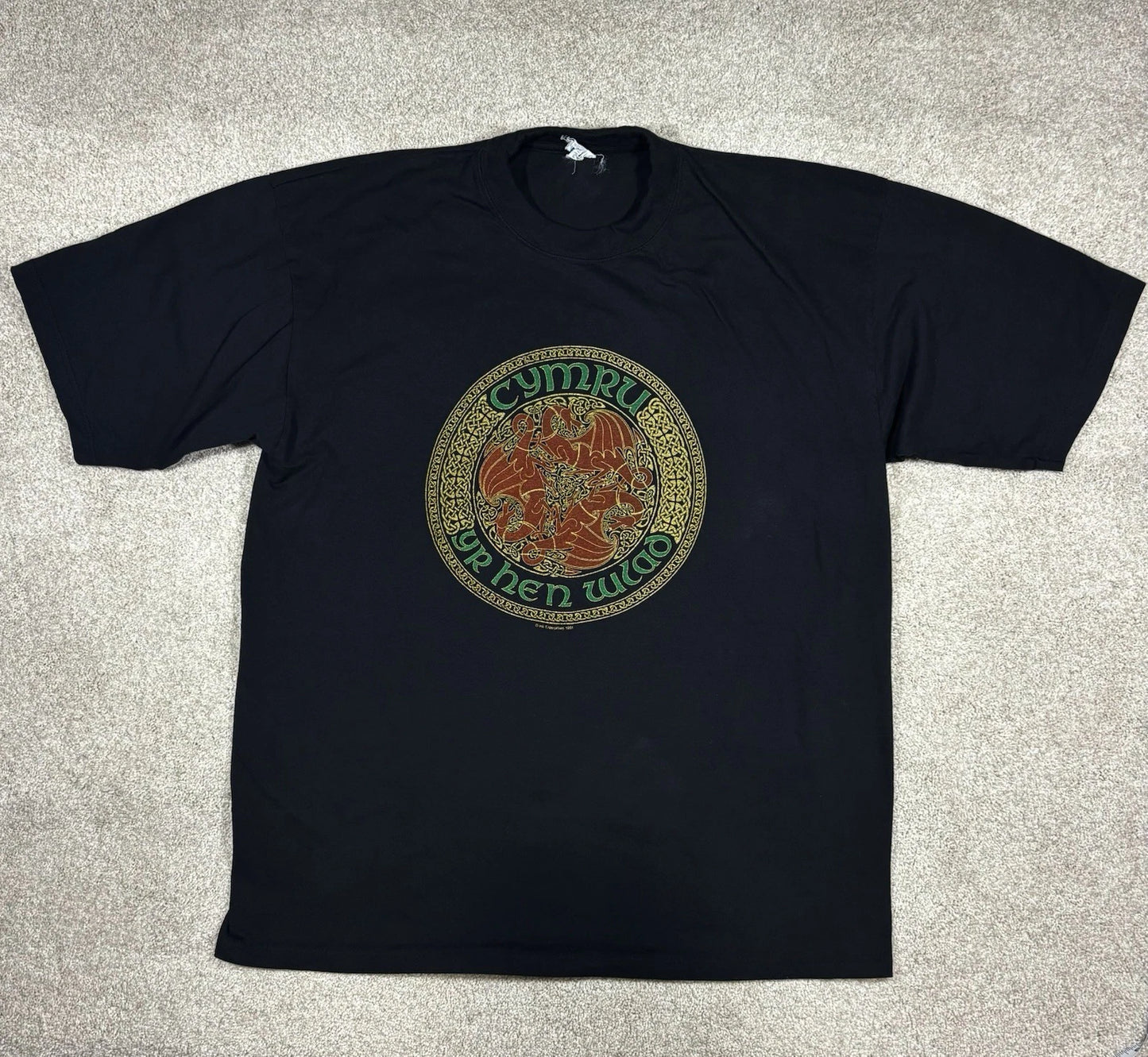 Vintage 90s Cymru Wales Dragon Black Shirt Mens XL Black Land Of Our Fathers Y2K