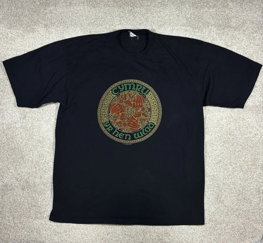 Vintage 90s Cymru Wales Dragon Black Shirt Mens XL Black Land Of Our Fathers Y2K