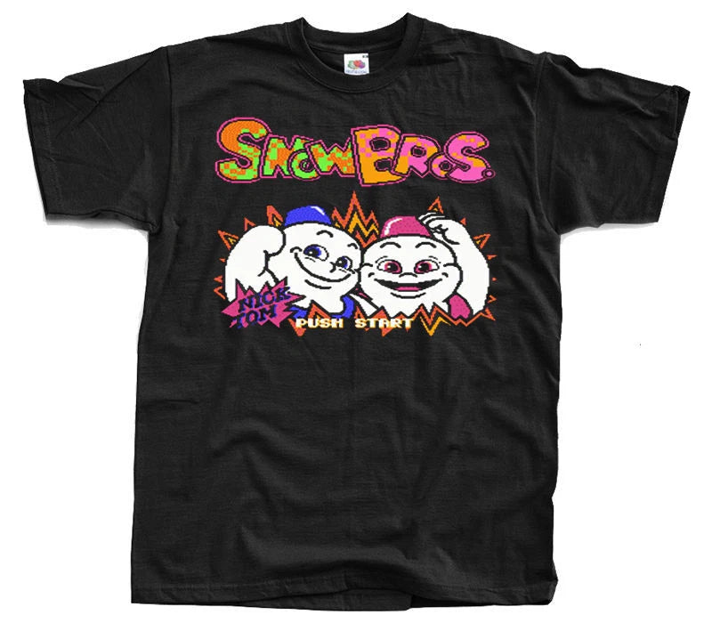 SNOW BROS Nes T shirt Black Arcade Famicom NINTENDO ALL SIZES S- 5XL