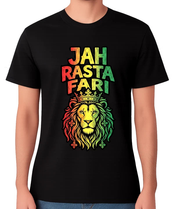 Jah Rasta Fari T-Shirt Reggae Mens Ladies Rastaman Lion Rastafarian Unisex Tee