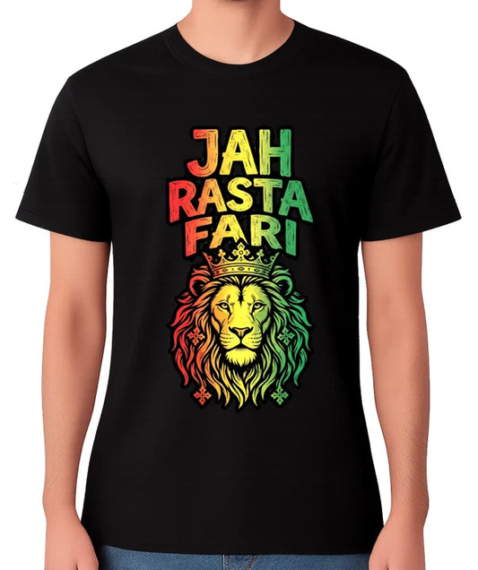 Jah Rasta Fari T-Shirt Reggae Mens Ladies Rastaman Lion Rastafarian Unisex Tee